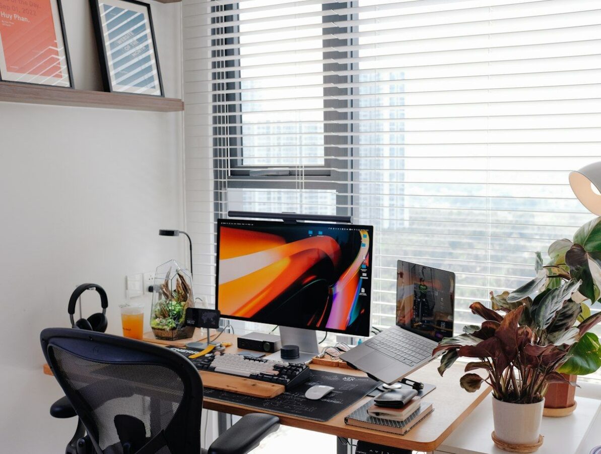 A modern, organized home workspace